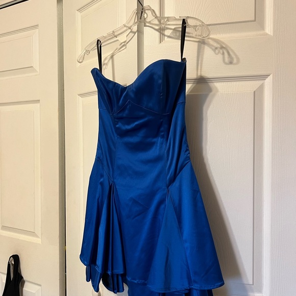 bebe | Dresses | Bebe Blue Silk Strapless Dress | Poshmark